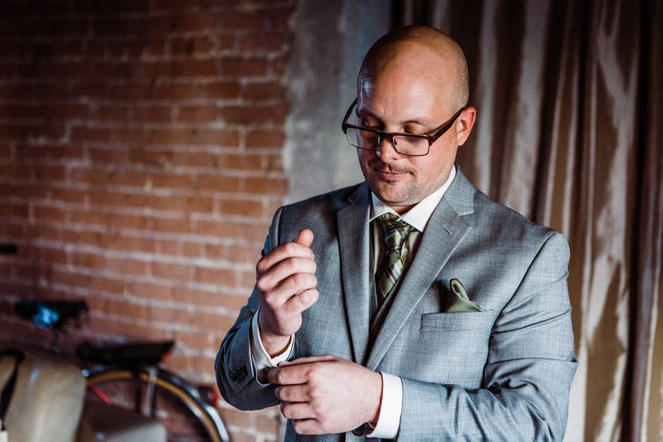 Groom getting ready