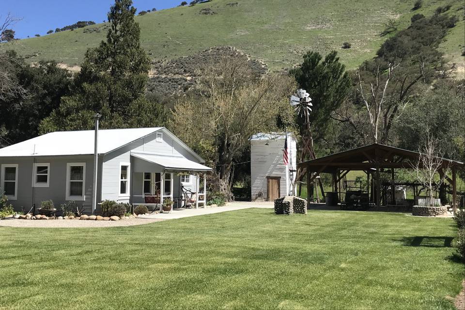 Lawn and cabin