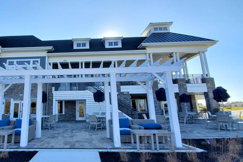The rear of the clubhouse