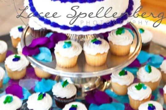 Wedding cake and assorted pastries