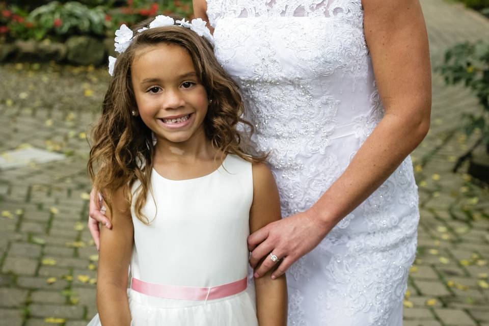 Bride and flower girl