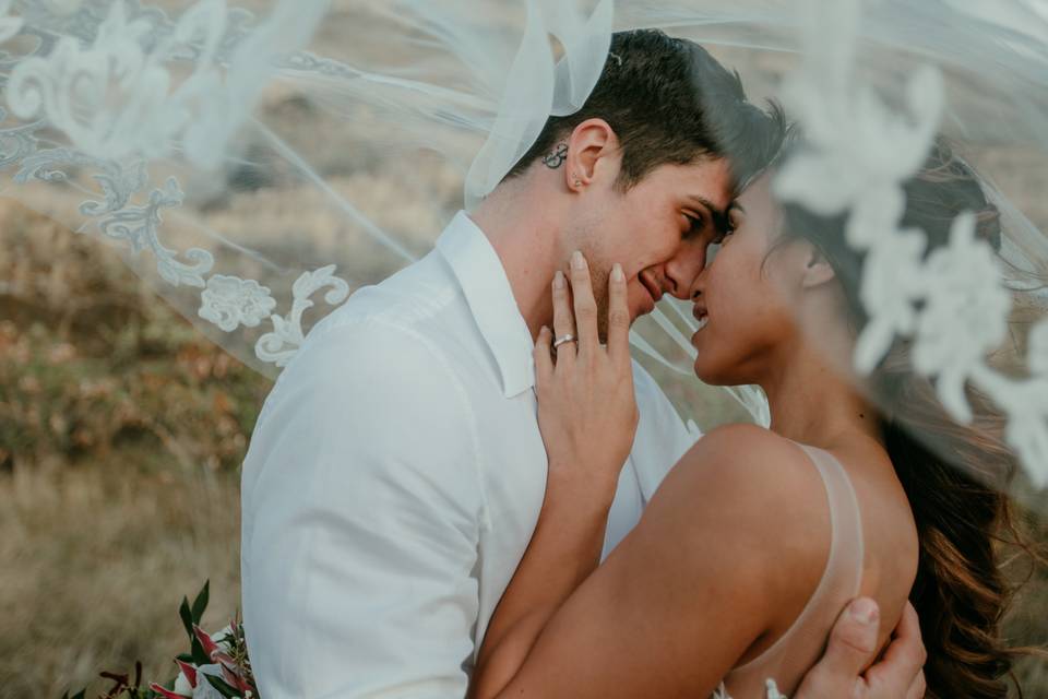 Newlyweds at Sunset