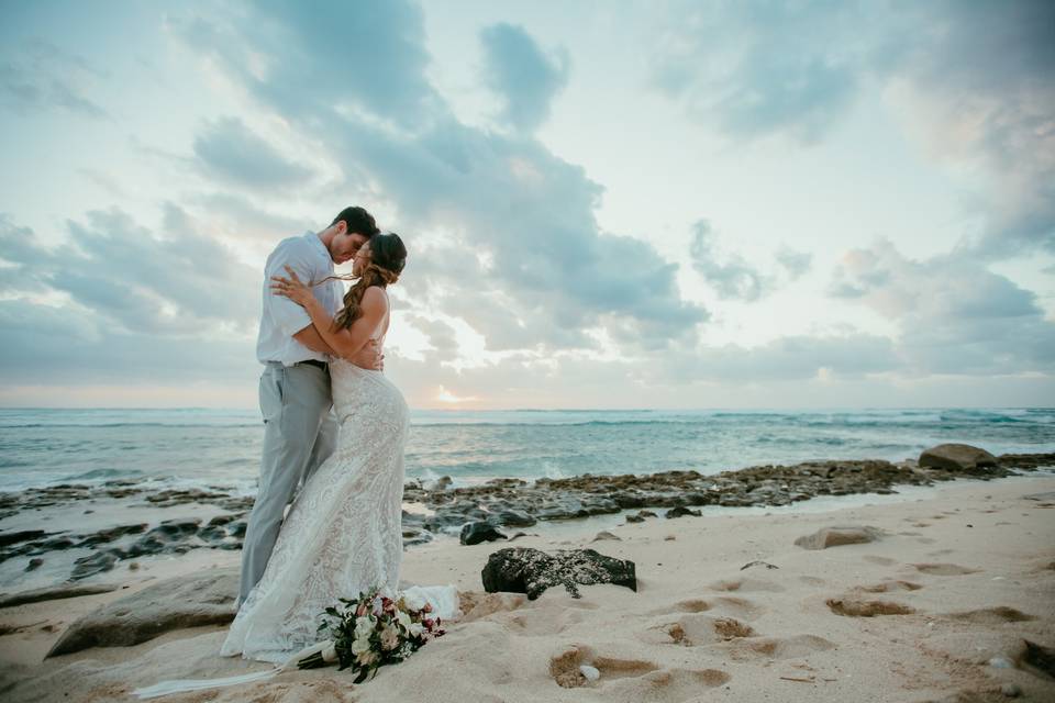 Newlyweds at Sunset