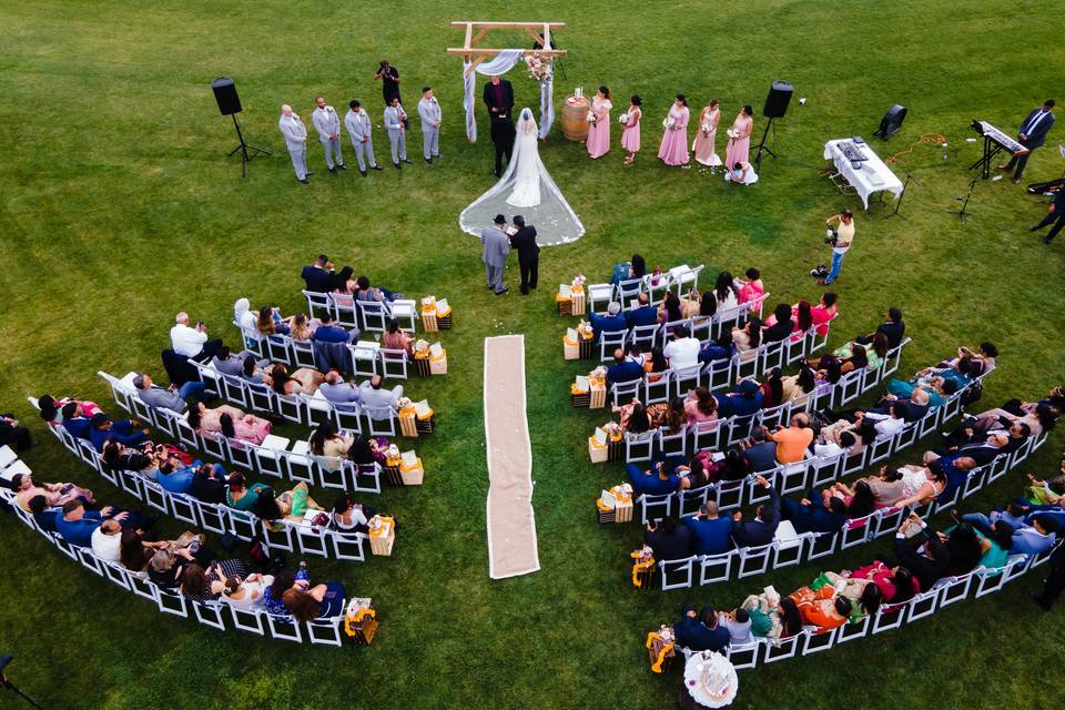 Aerial of the ceremony.