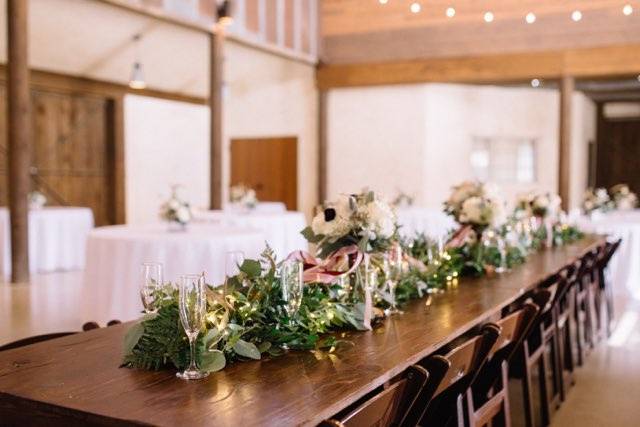 Head table with bouquets