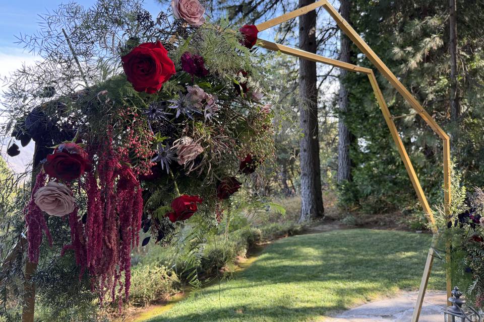 Burgundy roses and textured gr