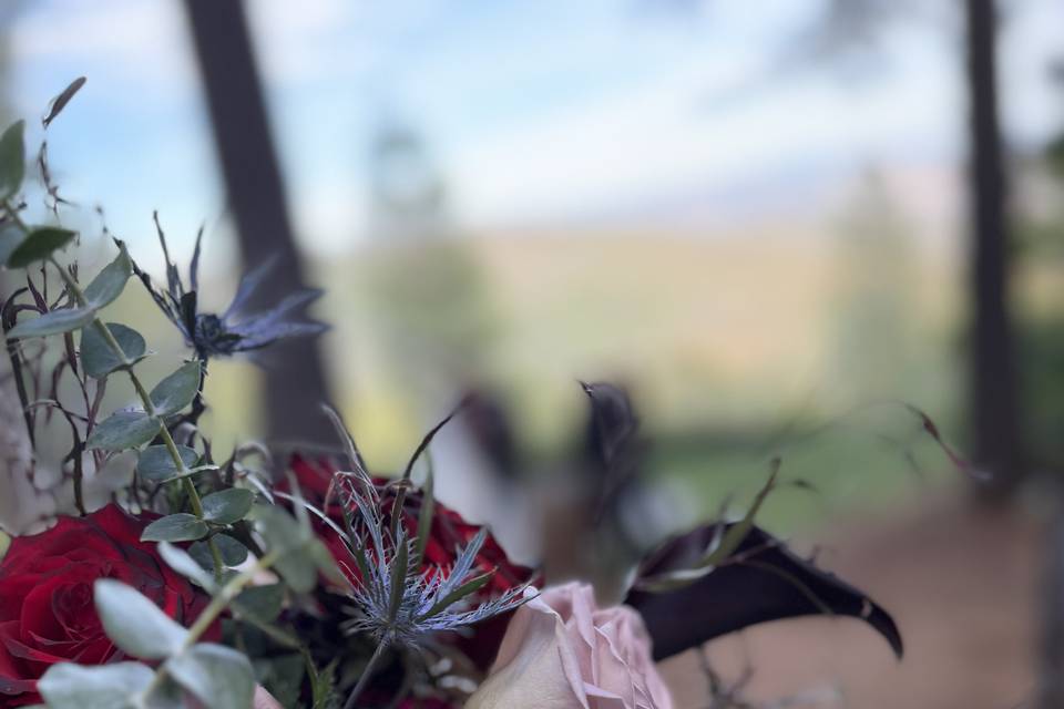 Moody bridal bouquet with burg