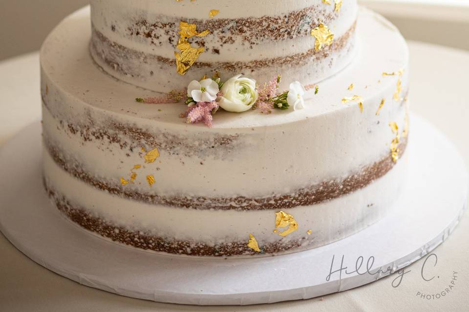Naked cake with Gold Leaf