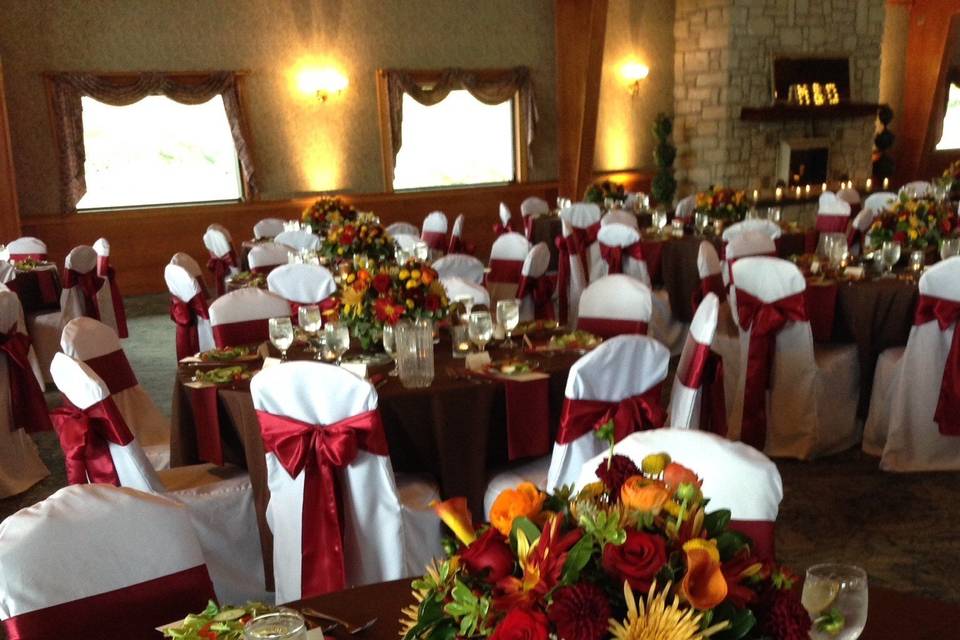 Fall table setup with florals