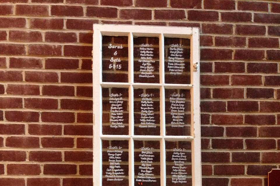 Window pane seating chart