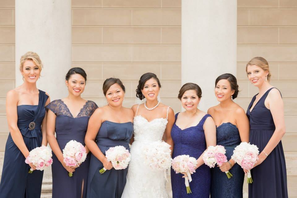 Bride and her bridesmaids