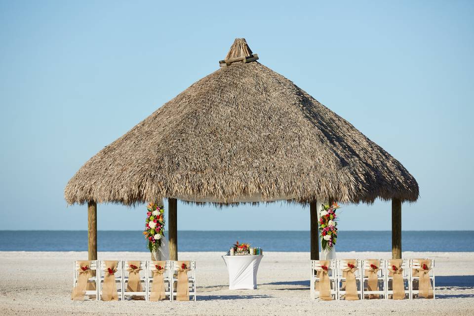 Palm frond gazebo