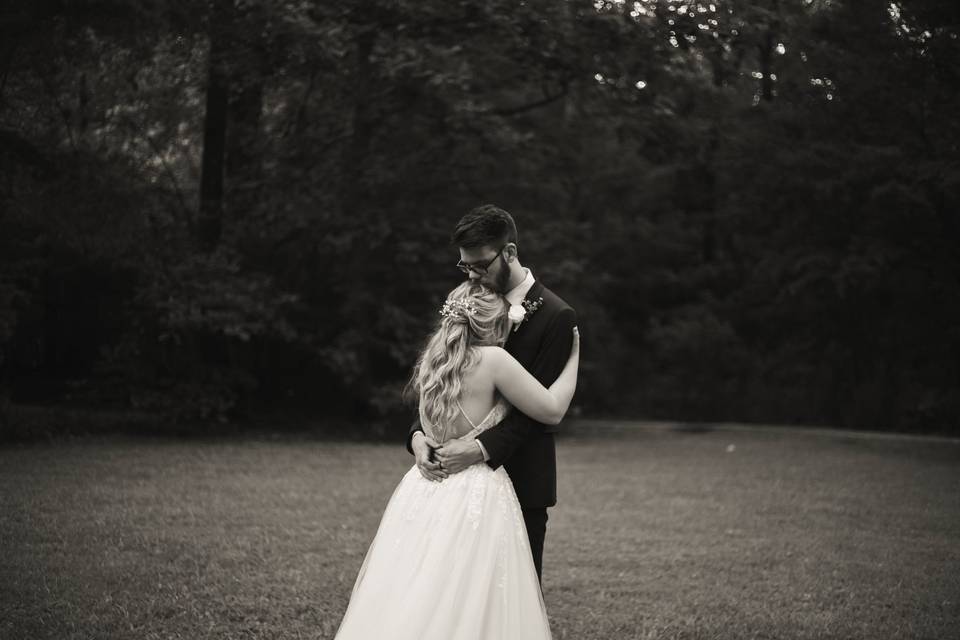 Newlyweds in black and white