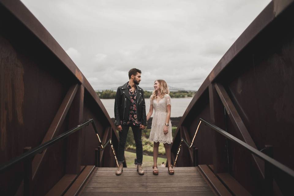 Couple on a bridge
