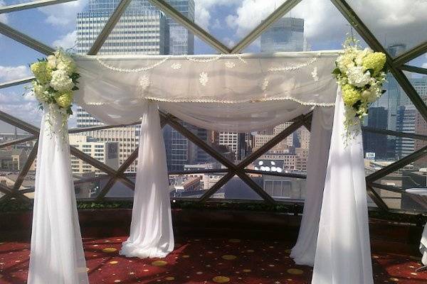 Black and pink table setup with candles