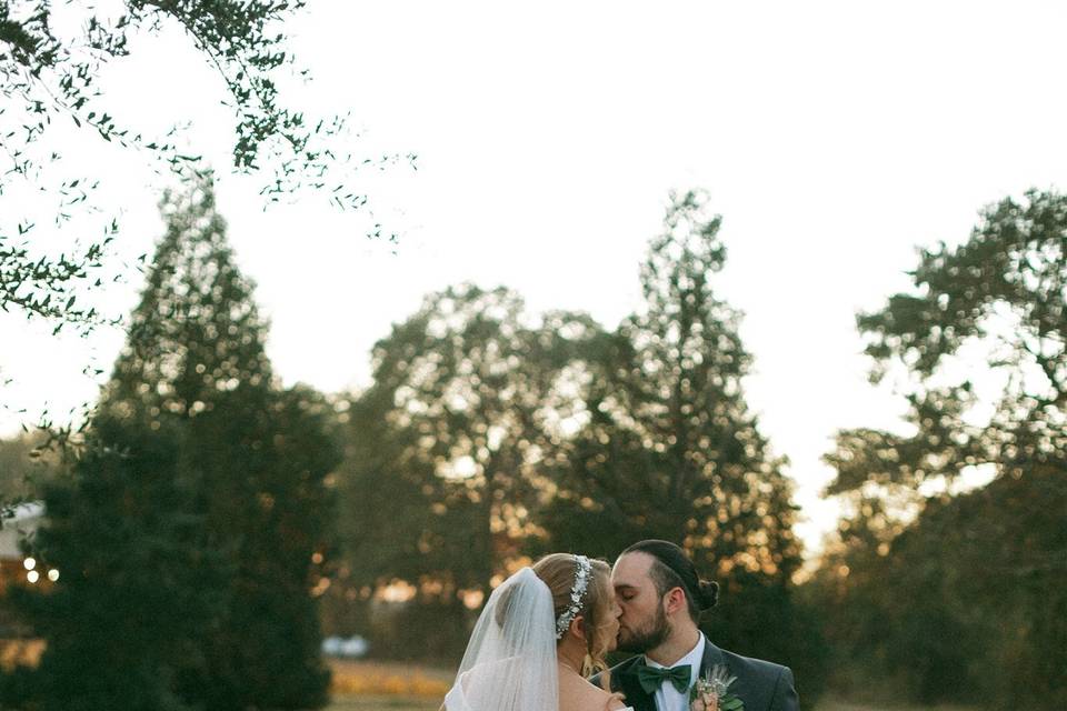 Kissing at sunset