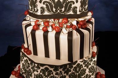 Wedding cake with black and red design