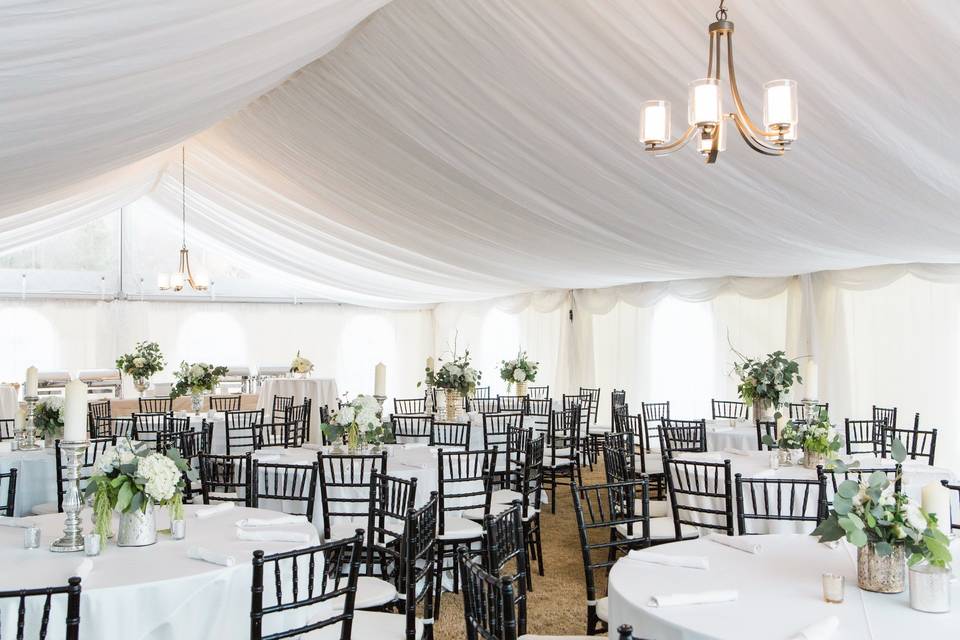 Reception tent setup