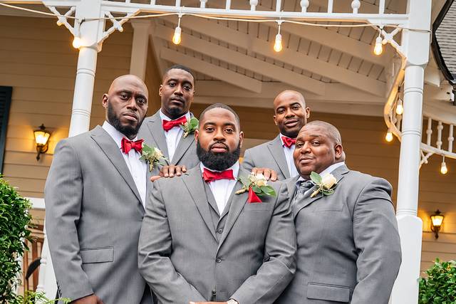 Groomsmen in gray suits