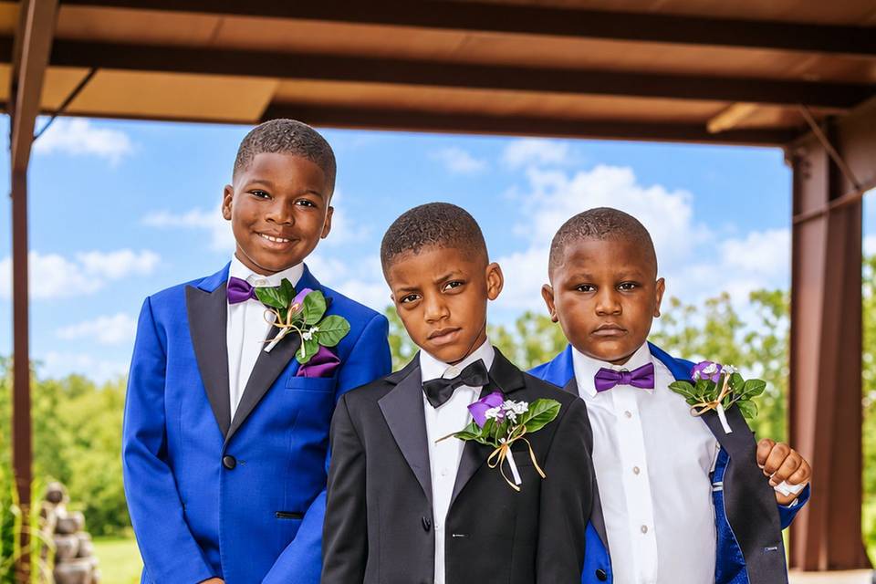 Groom and groomsmen walking