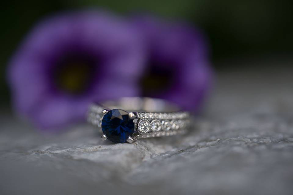 Sapphire and Diamond Eng Ring
