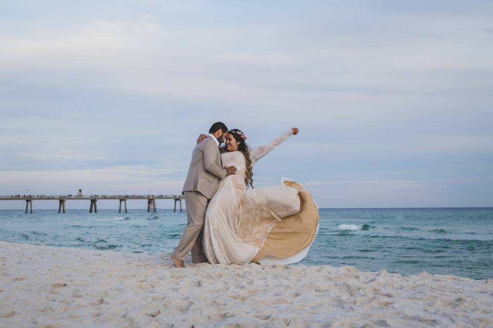 Celebrating by the sea