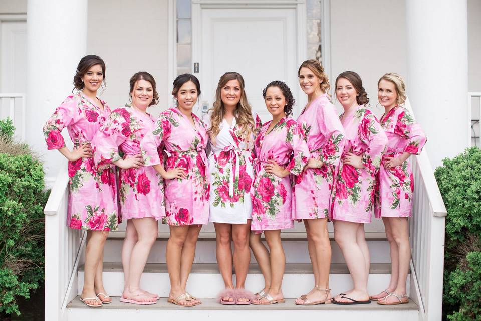 Bridal party in their robes