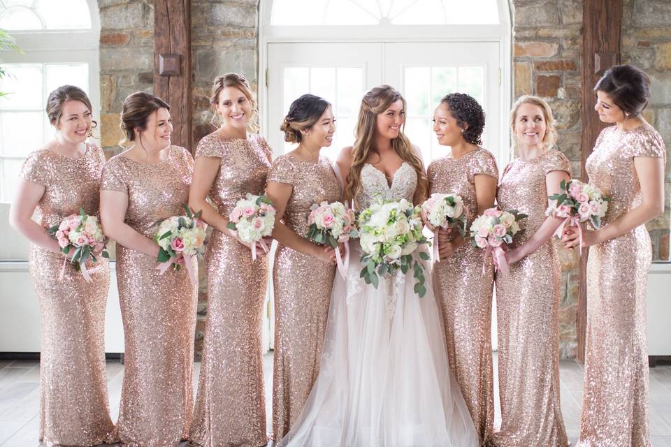 Bride and her bridesmaids