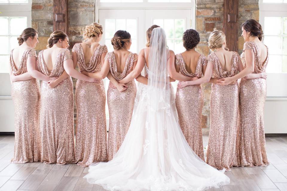 Bridal party's gowns