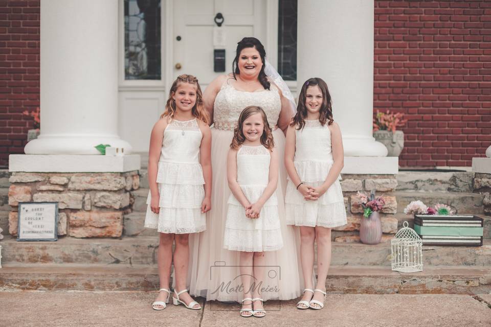 The bride and her flower girls