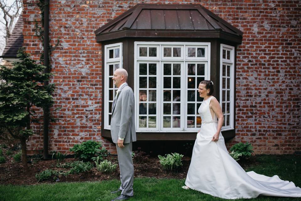 Almost nothing is as sweet as a bride's parents seeing her all dressed up for the first time