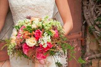 The bride holding her bouquet