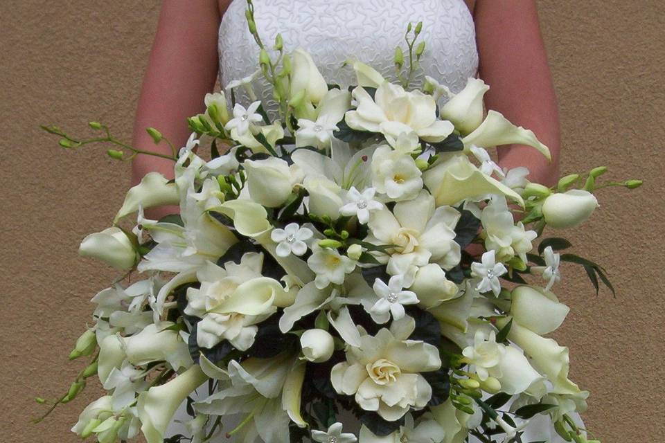 The bride holding her bouquet