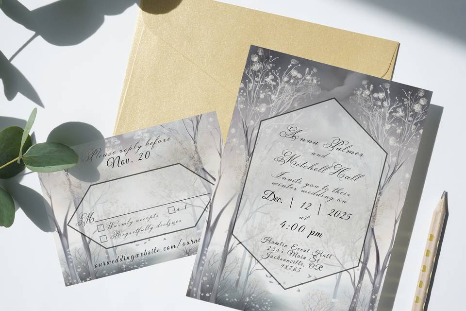 Winter forest invitations