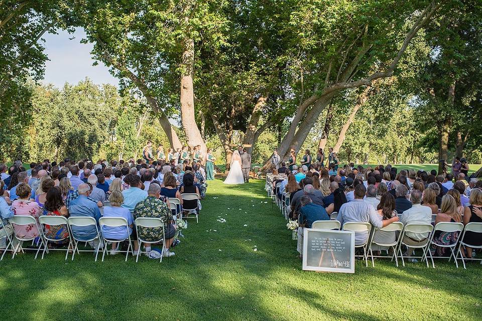 Ceremony on the north east side of our main lawnPhoto by - Third Element Photo + CinemaWedding Coordinator - The Social SpreeRentals - Expo Party Rentals