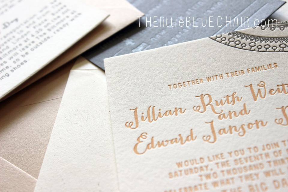 custom letterpress wedding suite