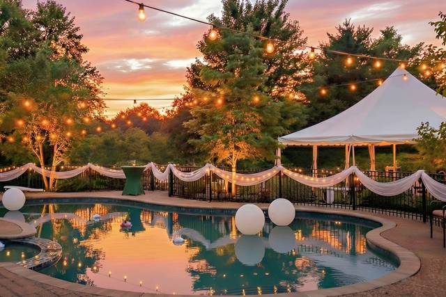 Marketplace lights over pool