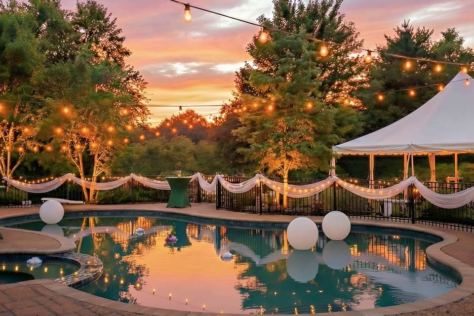 Marketplace lights over pool