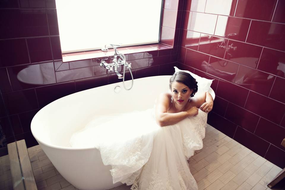 Bride in the bathtub