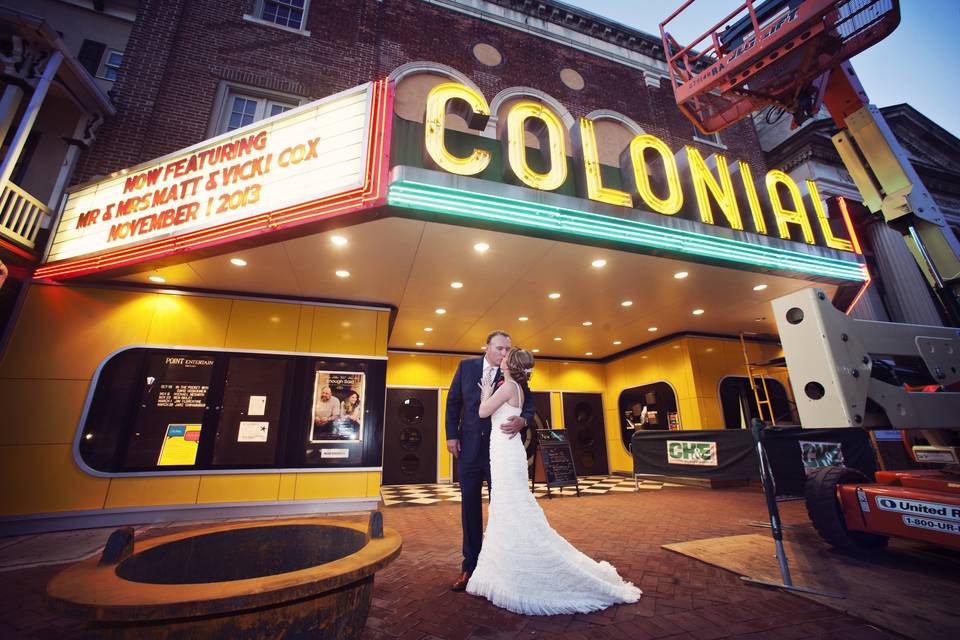 Bride and groom at the Colonial