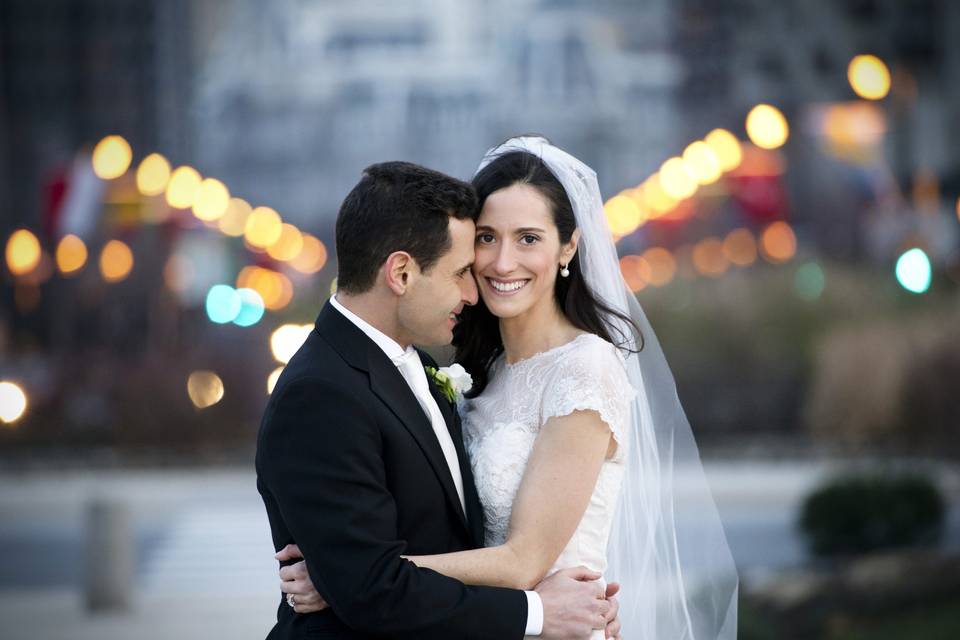 Groom and bride on Broad Street