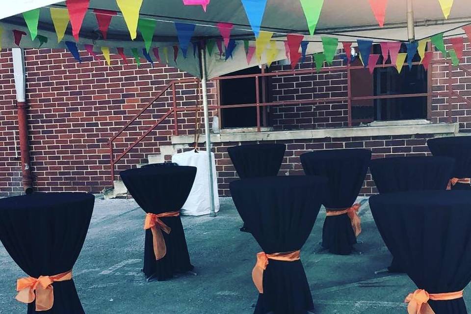 Cocktail tables with linens