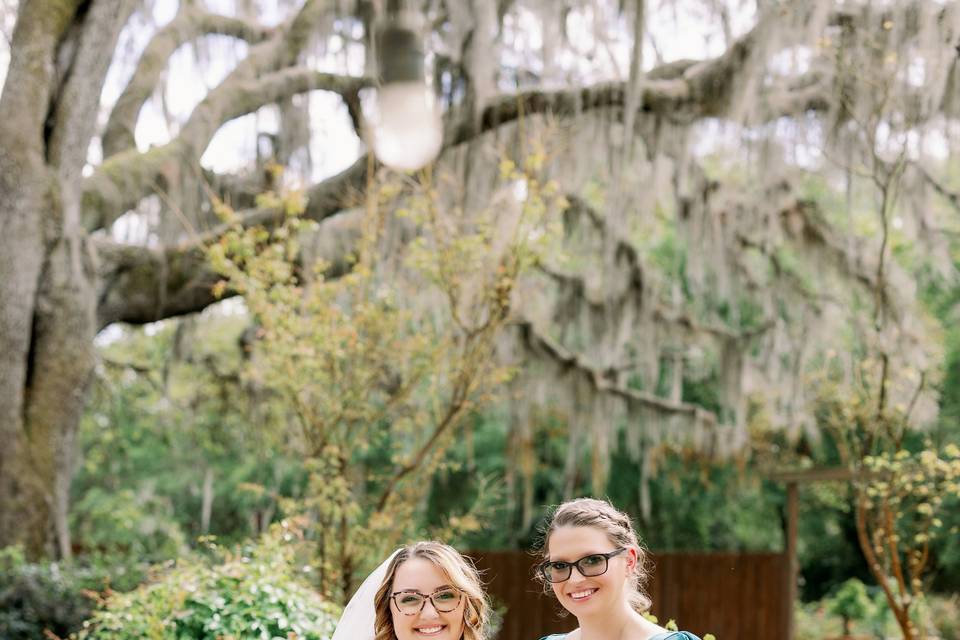 Bride and bridesmaid