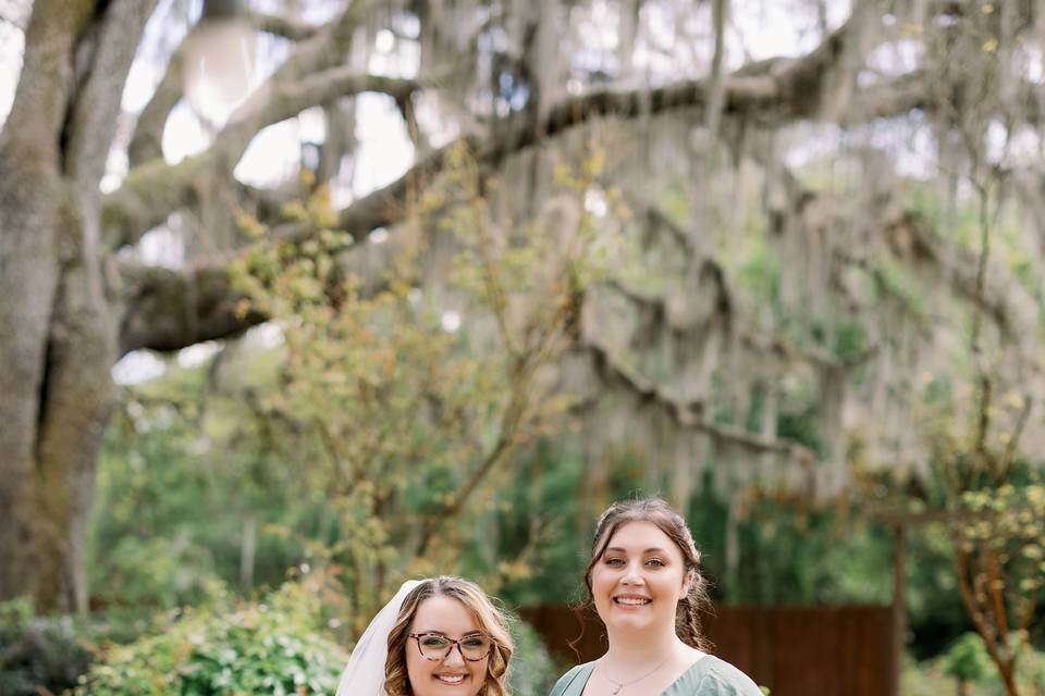 Bride and bridesmaid