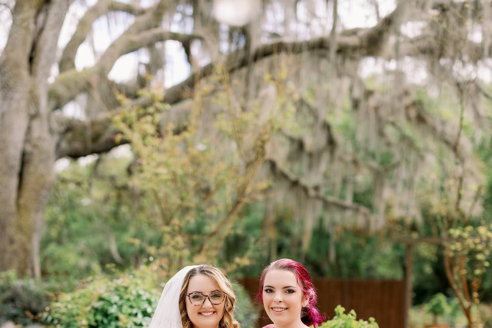 Bride and bridesmaid