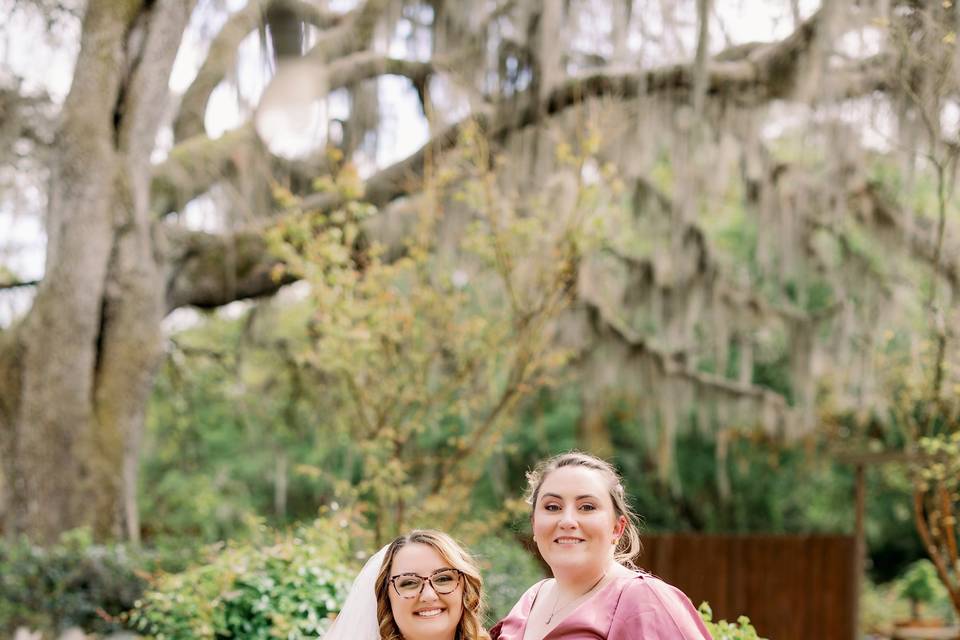 Bride and bridesmaid