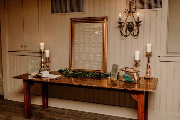 Wedding guest book table decor