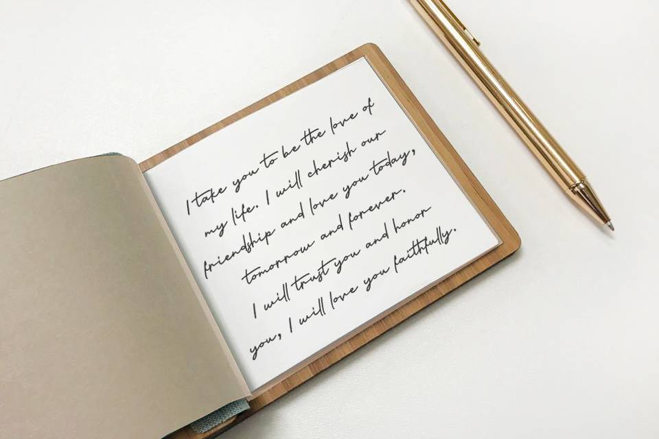 Hand-write your vows inside