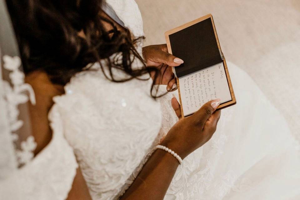 Bride reading vows