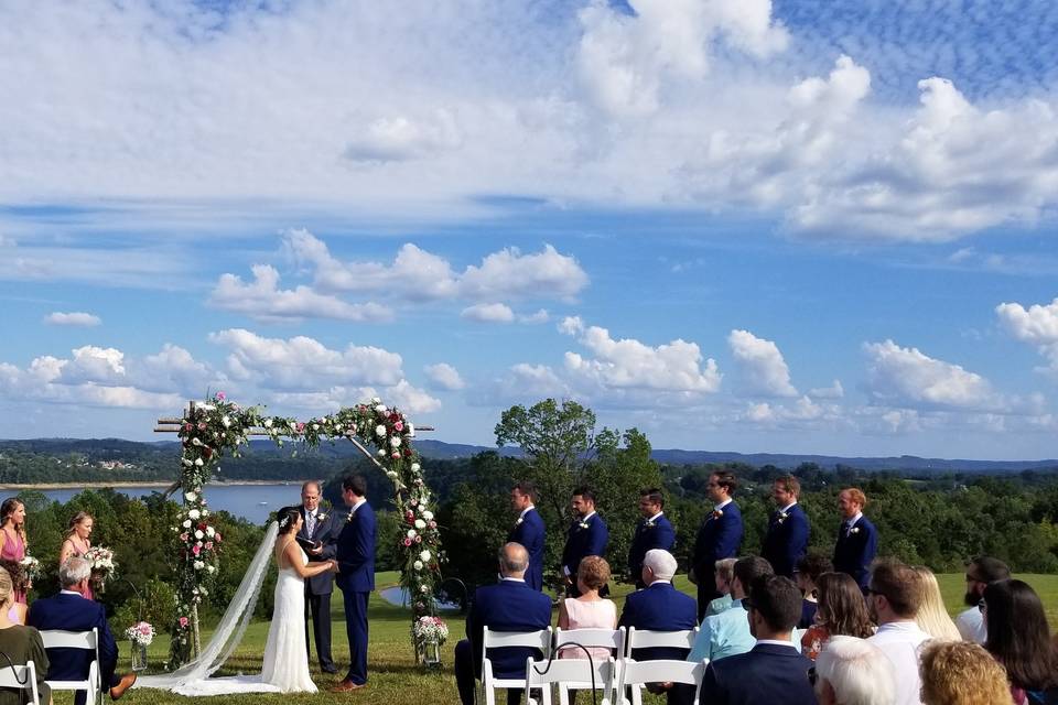 A ceremony overlooking Lake.